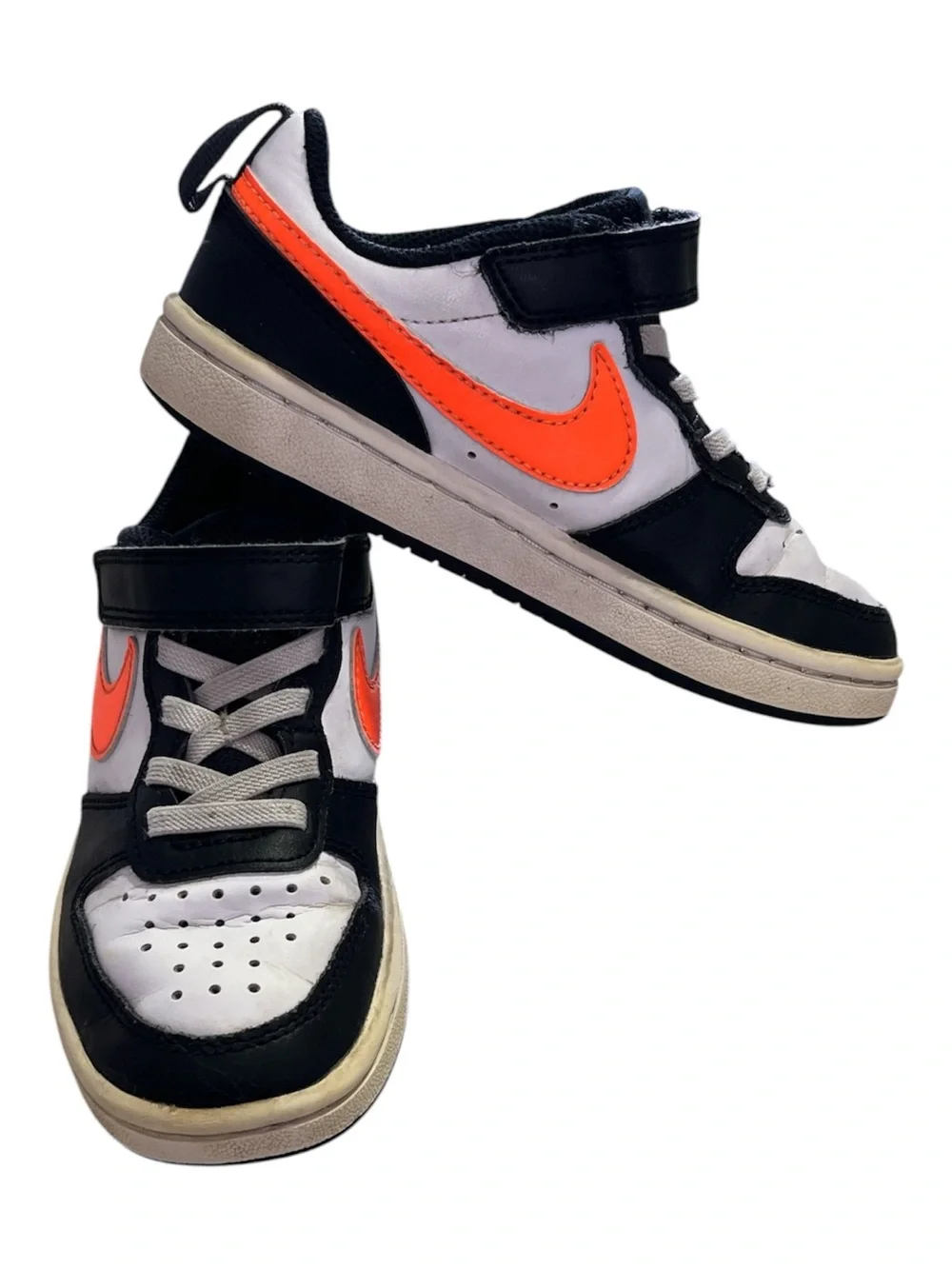 Nike Court Borough Low 2 Kids Sneakers - White/Black/Orange - Size 11.5C